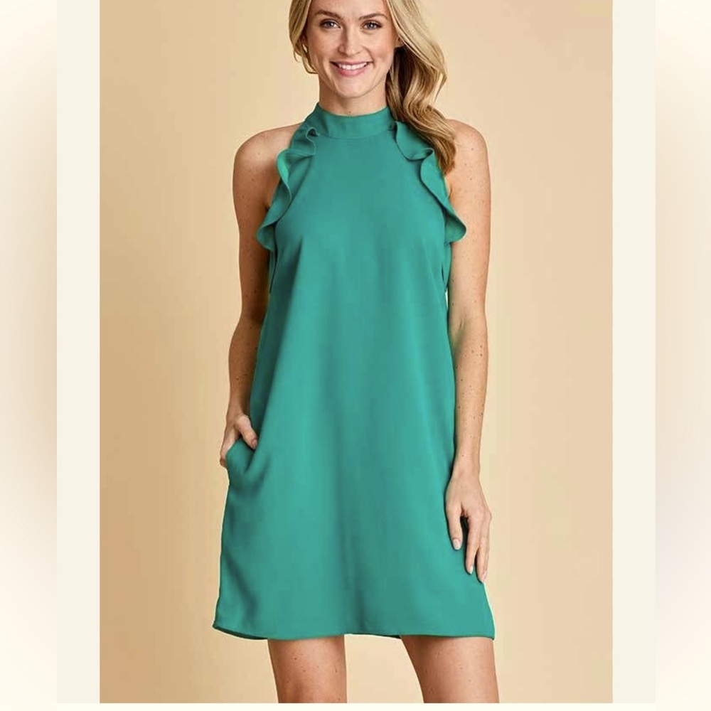 JACK by BB DAKOTA Green Sleeveless Ruffle Dress